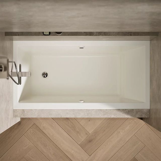 KOHLER® Underscore® Biscuit 60" x 30" Alcove Heated BubbleMassage™ Air Bath with Bask® - Left Drain-2