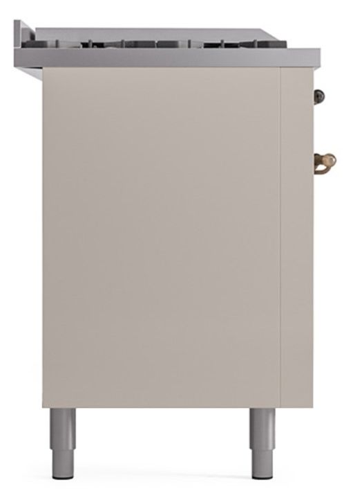 Ilve® Nostalgie II Noblesse 60'' Antique White Pro Style Dual Fuel Range with Burnished Trim-2