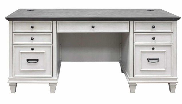 Martin Furniture Hartford Linen White Double Pedestal Desk-1