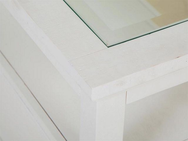 Magnussen Home® Heron Cove Glass Insert Chalk White Chairside End Table-3