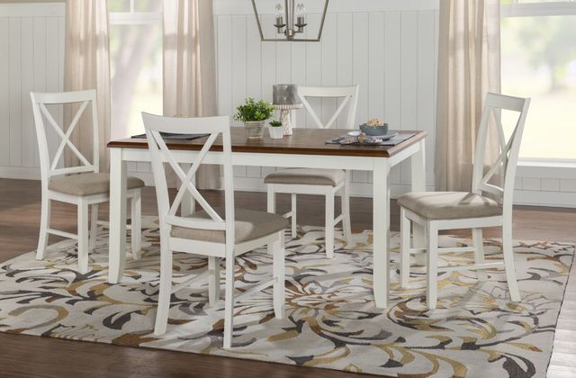Powell® Jane 5-Piece Honey Brown/Vanilla White Dining Set-2