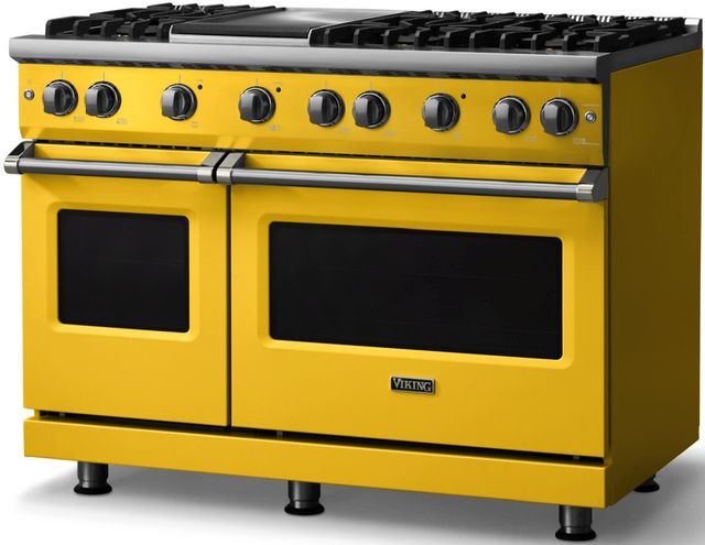 Viking® 5 Series 48" Daffodil Pro Style Gas (NG) Range with Polished Chrome Trim-2