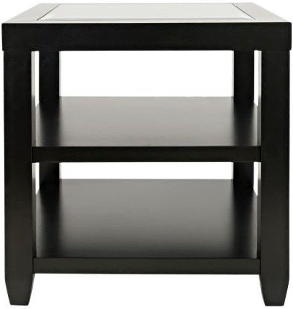 Jofran Inc. Urban Icon Glass Top End Table with Black Base-2