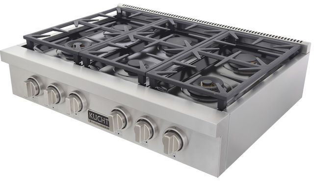 Kucht Professional KFX Series 36" Stainless Steel Propane Gas Range Top with Classic Silver Knobs-2