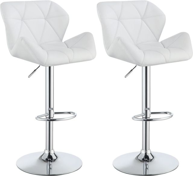 Coaster® Berrington 2-Piece Chrome/White Adjustable Stools-0