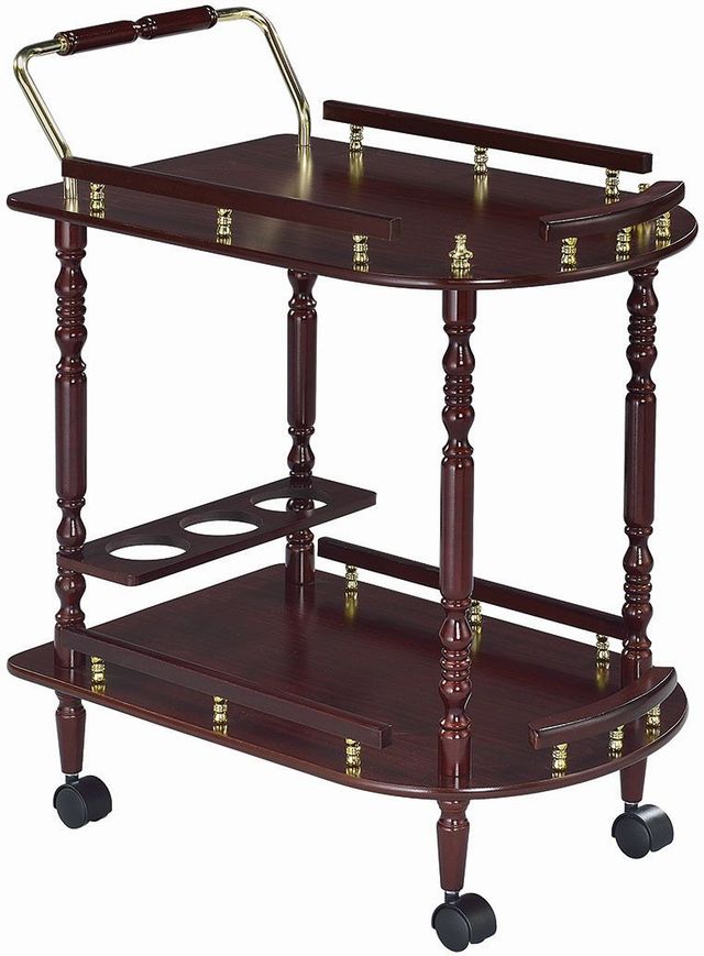 Coaster® Palmer Merlot/Brass 2-Tier Serving Cart-0