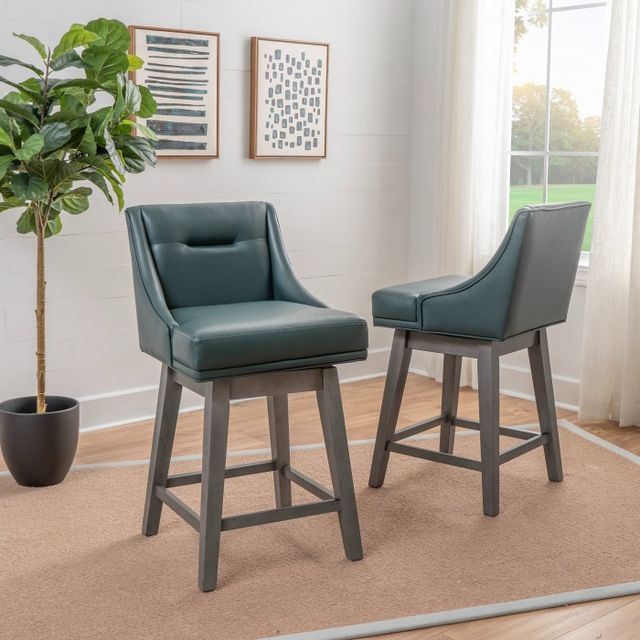 Powell® Beckett 2-Piece Gray/Dark Green Counter Stool Set-1