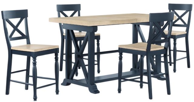 Steve Silver Co. Darcy 5-Piece Midnight Blue/Natural Counter Height Dining Set-0