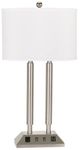 Cal® Lighting & Accessories Brushed Steel/White Desk Lamp-0