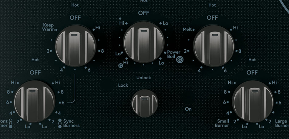 Cafe Brushed Black Electric Cooktop Knob Kit - Thumbnail 3