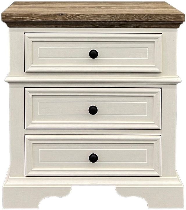 Elements International Eastwood Youth 3-Drawer Brown/White Nightstand-1
