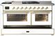 Ilve® Majestic III 60" White Pro Style Dual Fuel Natural Gas Range with French Top and Brass Trim-2