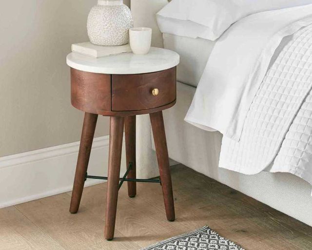 Steve Silver Co. Bangalore White Accent Table with Brown Cherry Base-2