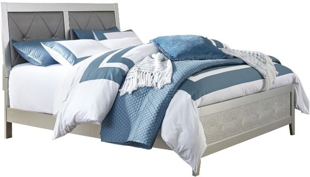 Signature Design by Ashley® Olivet 4-Piece Silver King Panel Bed Set-1