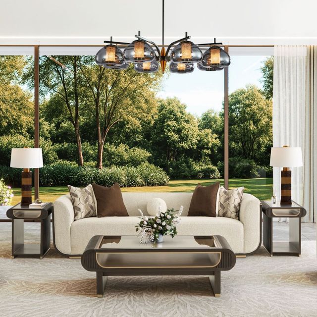 Michael Amini® Ember Black/Gold 8-Light LED Chandelier-1