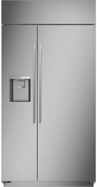 Front view of the Monogram® 42 in. 24.5 Cu. Ft. Stainless Steel Built In Counter Depth Side-by-Side Refrigerator