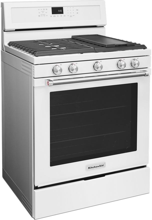 KitchenAid® 30" White Freestanding Gas Range-3