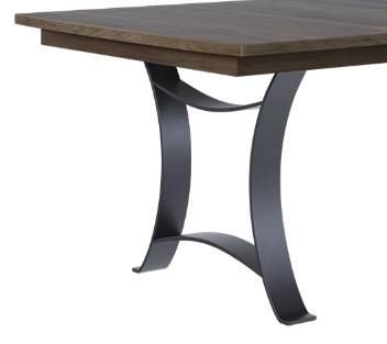 Country View Woodworking Customizable Aurora Elm Top 48" Dining Table with 2-Leaves and Metal Base-1