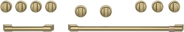 Café™ 48" Brushed Brass Pro Range Handle and Knob Kit-0