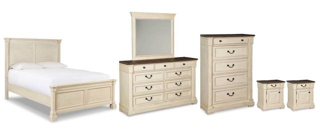 Signature Design by Ashley® Bolanburg 6-Piece Antique White Queen Panel Bed Set-0