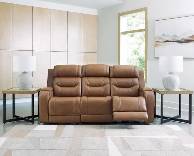 Signature Design by Ashley® Dreamer Caramel Power Reclining Sofa with Audio-1