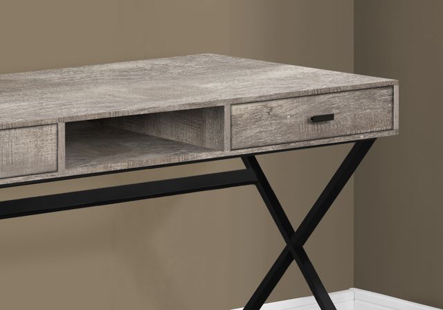 Monarch Specialties Inc. 48"L Taupe Reclaimed Wood Black Metal Computer Desk-1