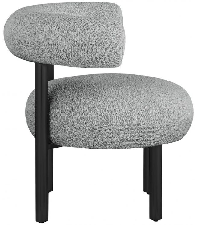 Meridian Furniture Bordeaux Grey/Matte Black Boucle Fabric Accent Chair-3