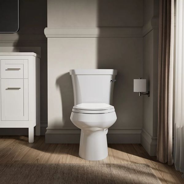 KOHLER® Wellworth® White 2-Piece Elongated Right-Hand Trip Toilet, 1.28 Gpf with Tank Cover Lock-3