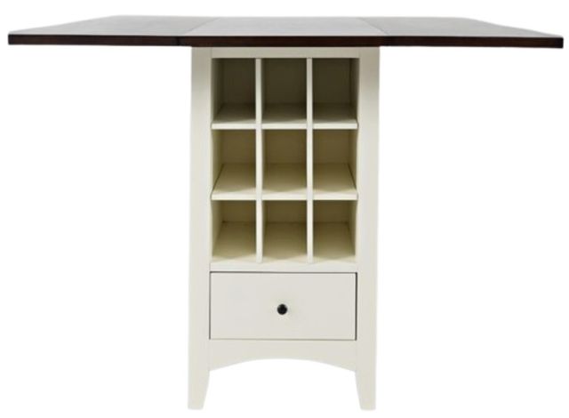 Jofran Inc. Asbury Park Autumn Brown Counter Drop Leaf Table with White Base-2