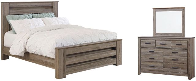 Signature Design by Ashley® Zelen 2-Piece Warm Gray Queen Panel Bed Set-0