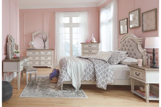 Signature Design by Ashley® Realyn Chipped White Full Upholstered Panel Youth Bed-3