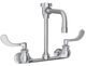 Elkay Chrome Service/Utility 8" Centerset Wall Mount Faucet with Wristblade Handle and Offset Inlets-0