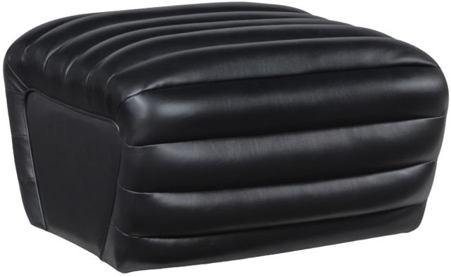 Meridian Furniture Vega Black Vegan Leather Upholstered Ottoman-0