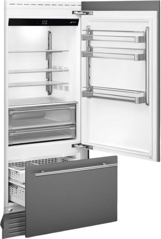 Smeg Universal 36 in. 19.6 Cu. Ft. Panel Ready Built-In Bottom Freezer Refrigerator-1