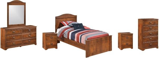 Signature Design by Ashley® Barchan 6-Piece Medium Brown Twin Panel Bed Set-0
