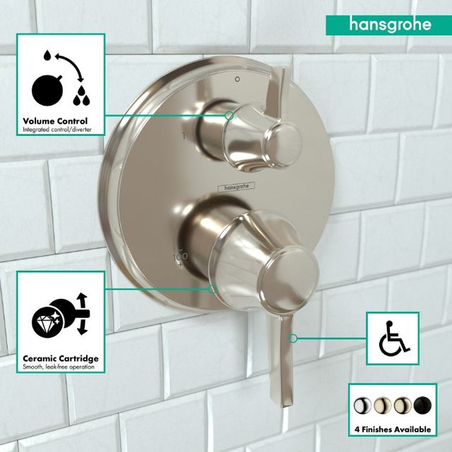 Hansgrohe Ecostat Classic Polished Nickel Round Thermostatic Trim with Volume Control-2