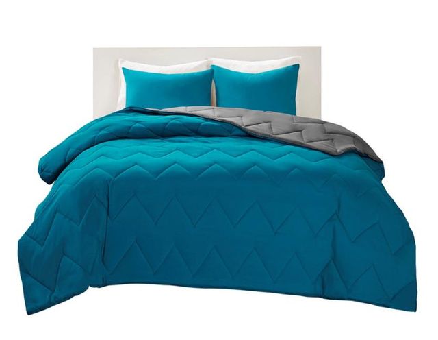 Olliix by Intelligent Design Trixie Teal Twin/Twin XL Reversible Comforter Mini Set-0