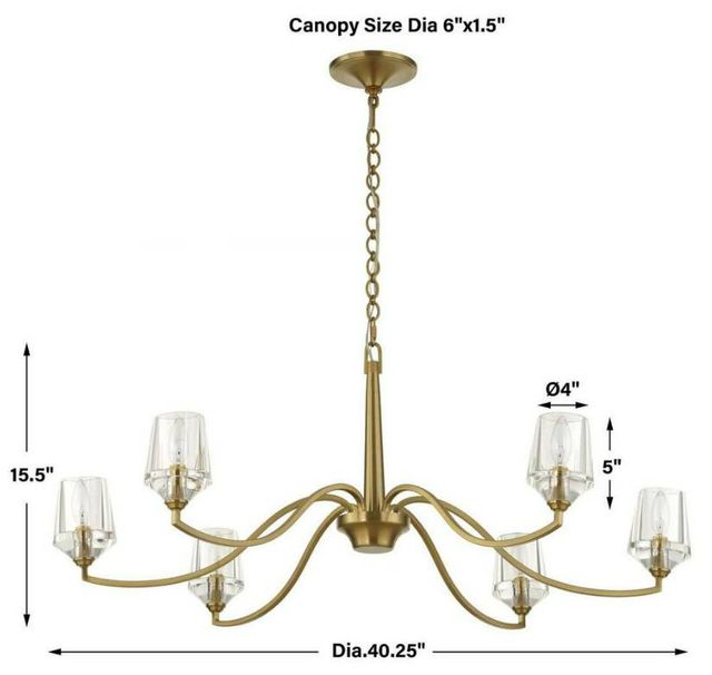 Uttermost® Barcelona Natural Brass 6 Light Chandelier-2