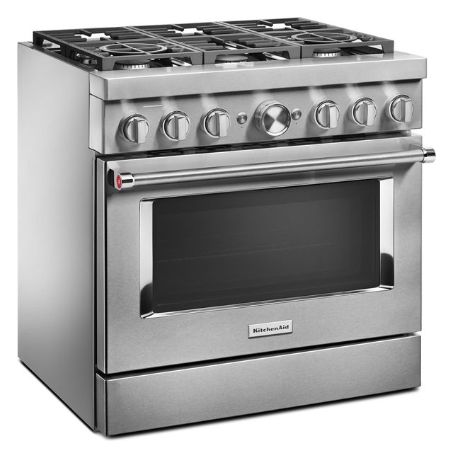 KitchenAid® 36" Stainless Steel Freestanding Dual Fuel Range-1