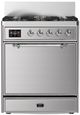 Ilve® Majestic III 30" Stainless Steel Pro Style Dual Fuel Natural Gas Range with Solid Door and Chrome Trim-0