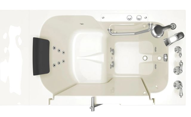 American Standard Gelcoat Premium Series Linen 32" x 52" Walk-In Tub with Whirlpool System - Right-Hand Drain with Faucet-1