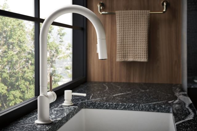 Brizo Jason Wu Brilliance® Polished Nickel/Matte White Pull-Down Faucet Metal Lever Handle Kit-4