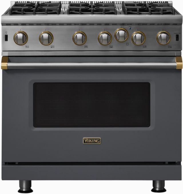 Viking® 5 Series 36" Cast Black Pro Style Gas Range-0