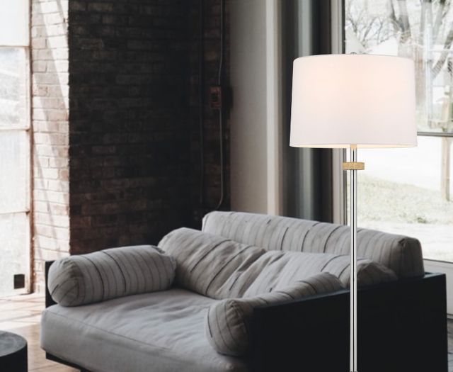 Cal® Lighting & Accessories Lockport Chrome/Wood Floor Lamp-3