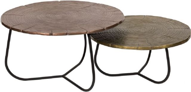 Moe's Home Collection Cross Section 2-Piece Brass Nesting Tables Set-0