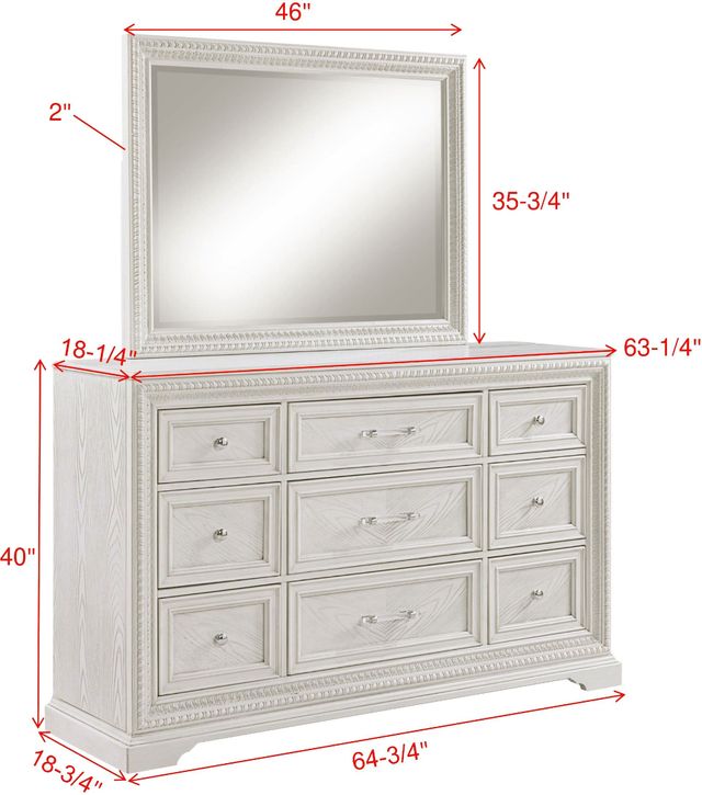 Crown Mark Alexandria Antique White Vintage Dresser-3