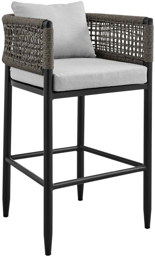 Armen Living Alegria Black/Gray Aluminum/Fabric/Rope Outdoor Counter Stool-0