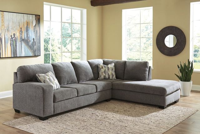 Benchcraft® Dalhart 2-Piece Charcoal Right-Arm Facing Sofa Sectional and Chaise-2