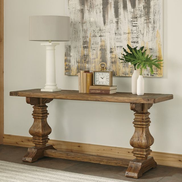 Riverside Furniture Hawthorne Brown Barnwood Console Table-3