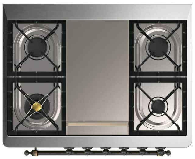 Ilve® Majestic III 36" Glossy Black Pro Style Dual Fuel Natural Gas Range with Triple Glass Door and Burnished Trim-2